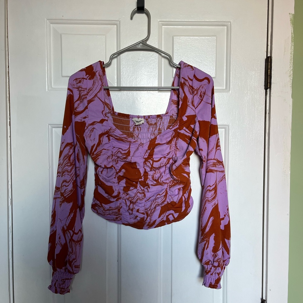 Trendy Purple and Rust Patterned Blouse